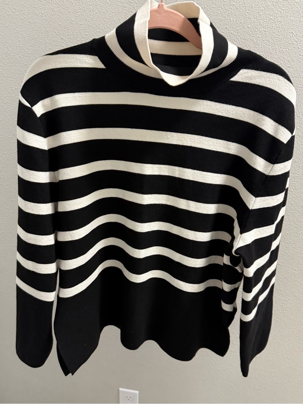 H&M Black and White Striped Turtleneck Sweater
